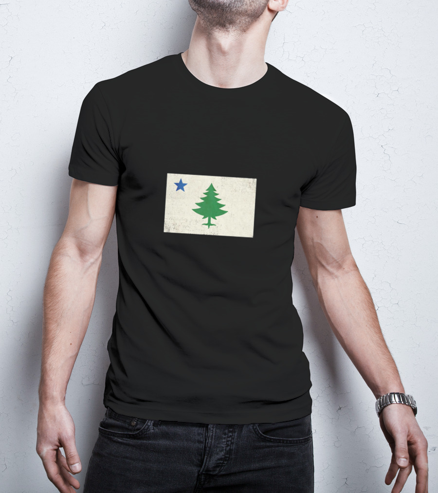 Maine Flag Vintage Pine Tree Star T-Shirt