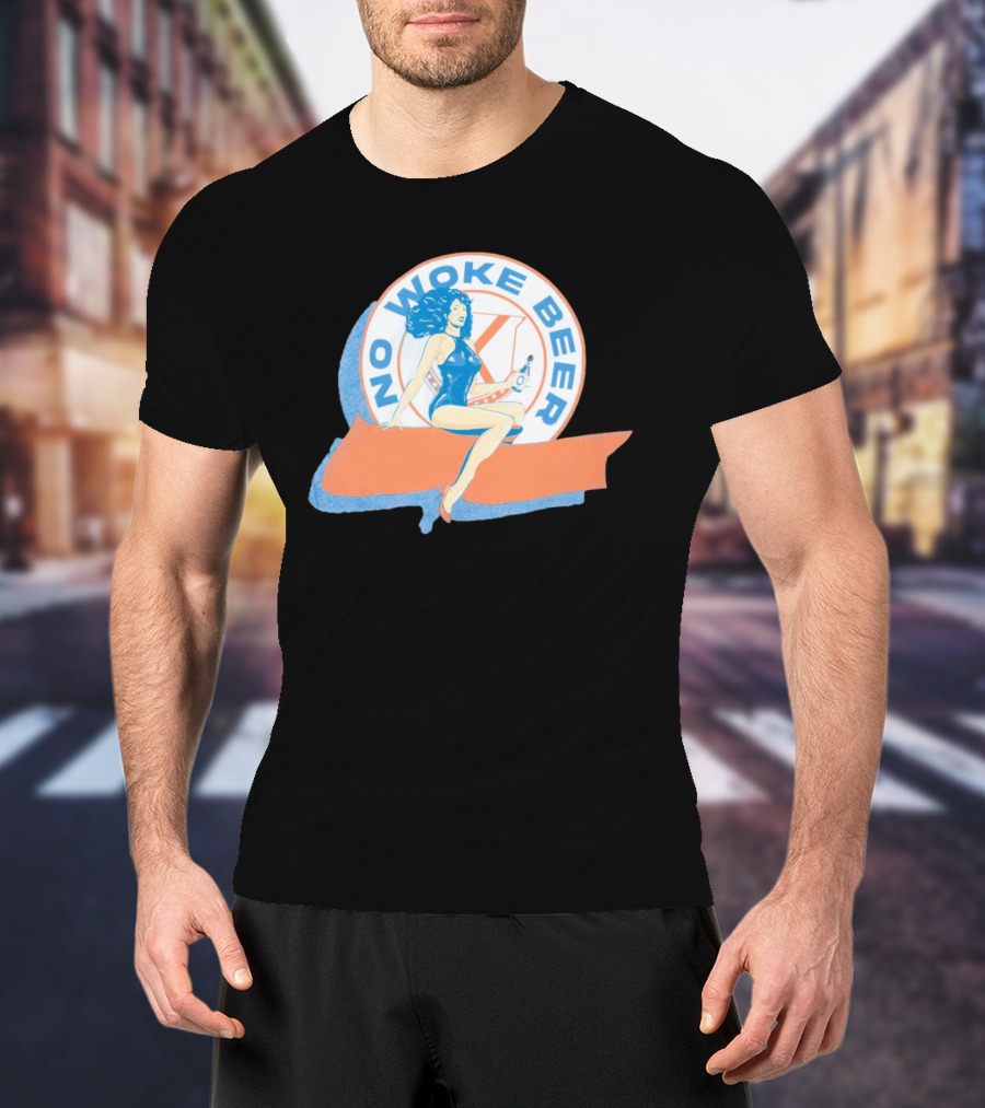 No Woke Beer Retro Pin-Up Style Beverage T-Shirt