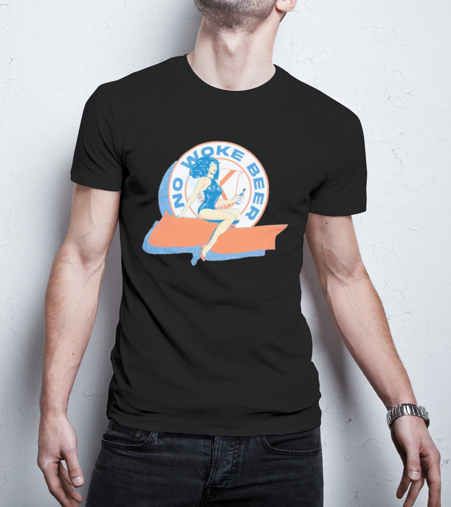 No Woke Beer Retro Pin-Up Style Beverage T-Shirt