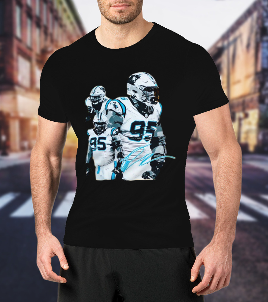 Kai Brown Wearing Carolina Panthers Derrick Brown 95 NFL Football T-Shirt