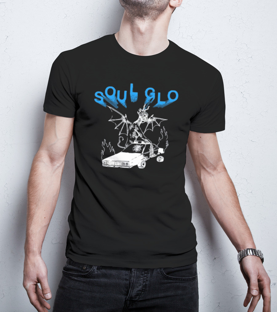 Soul Glo Dragon With Crashed Car And Flames T-Shirt