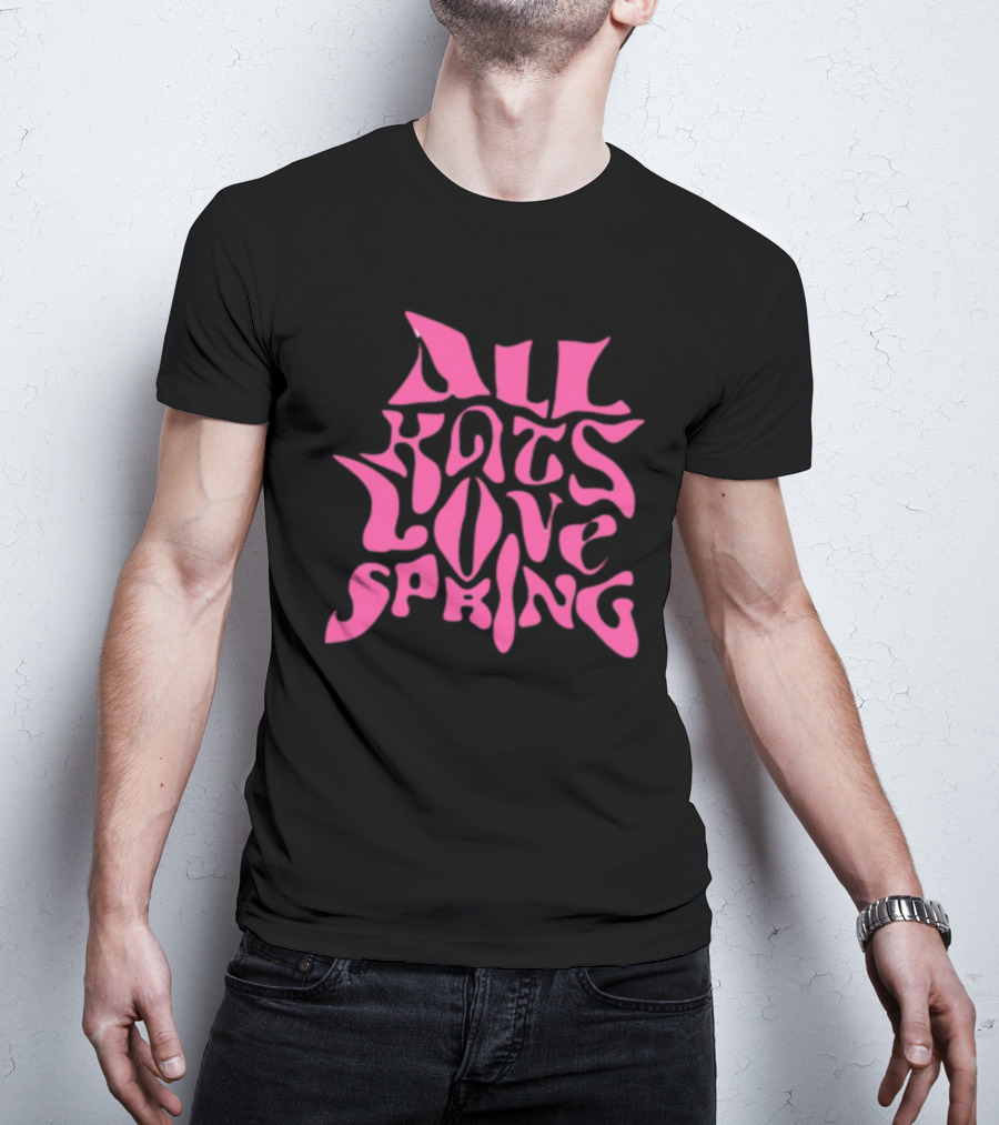 Madkat Mr. Kat All Kats Love Spring Groovy Pink Phrase T-Shirt