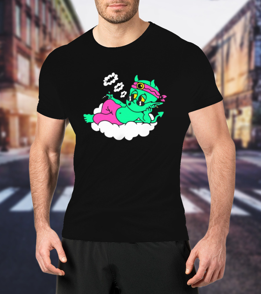 Supermega Funny Brothers Devils Lettuce Smoking Cartoon Demon Cloud T-Shirt
