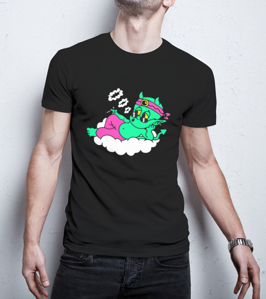 Supermega Funny Brothers Devils Lettuce Smoking Cartoon Demon Cloud T-Shirt