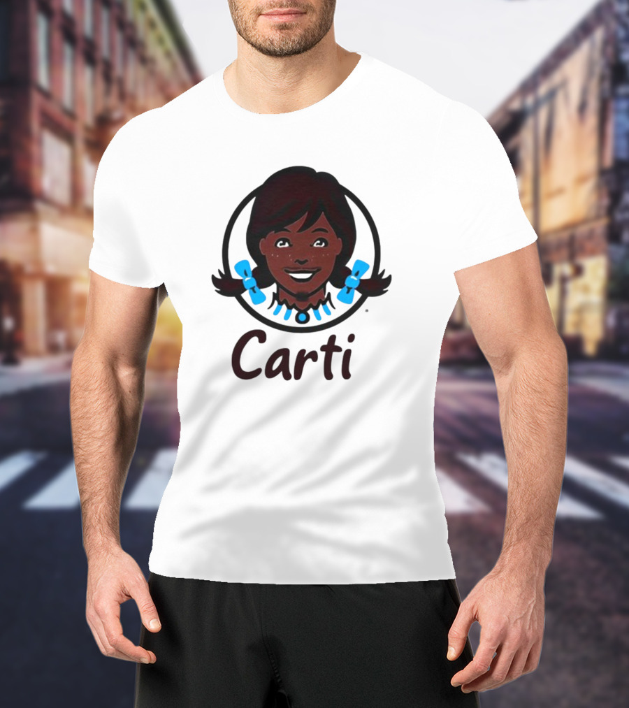 Wendy's Carti Dark Hair Blue Bow Circular T-Shirt