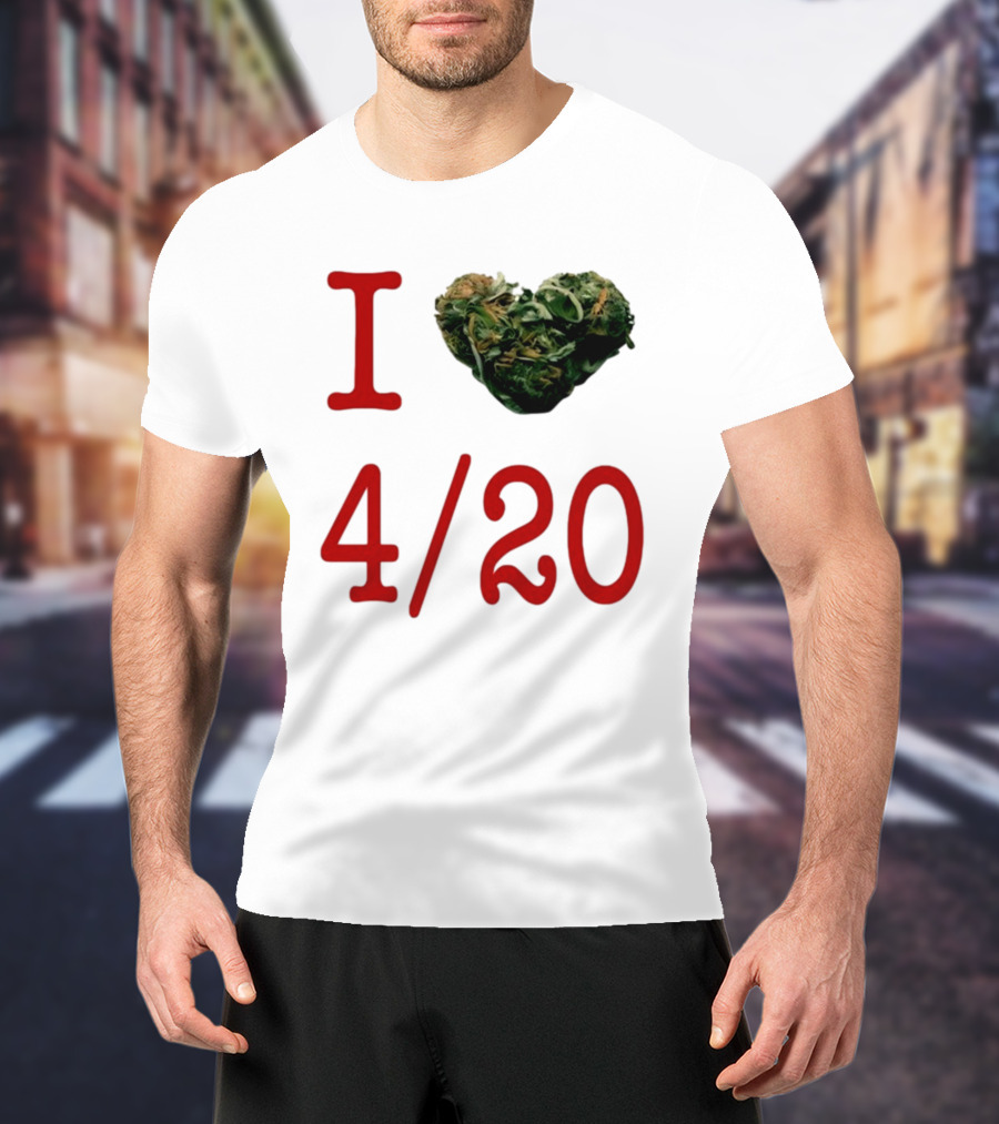 I Love 420 Day Heart Made Of Cannabis T-Shirt
