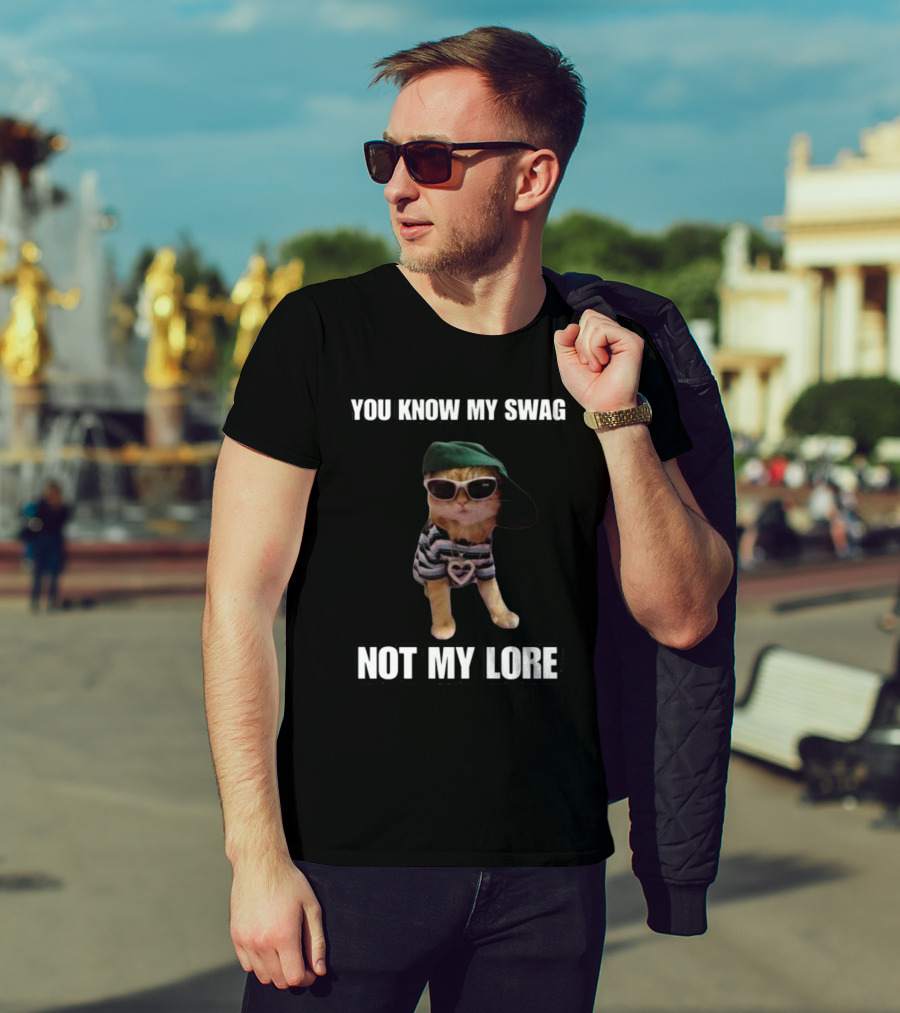 Cringeytees You Know My Swag Not My Lore Cat In Sunglasses And Striped T-Shirt