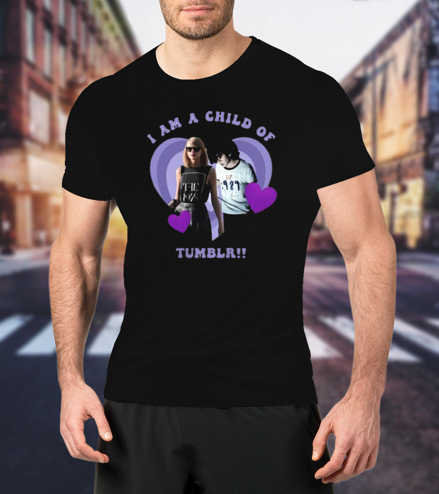 I AM A CHILD OF TUMBLR Taylor Swift Heart Duo With Purple Hearts T-Shirt