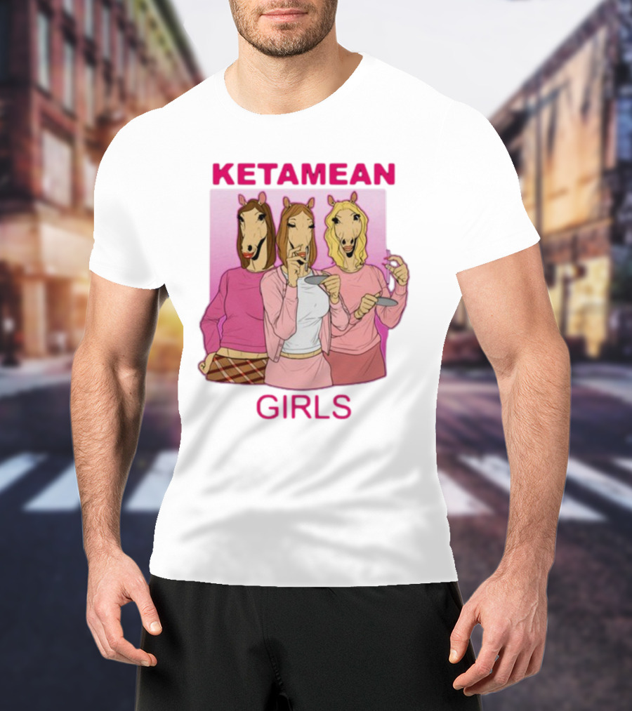 Ketamean Girls Horse Head Trio In Pink Outfits T-Shirt