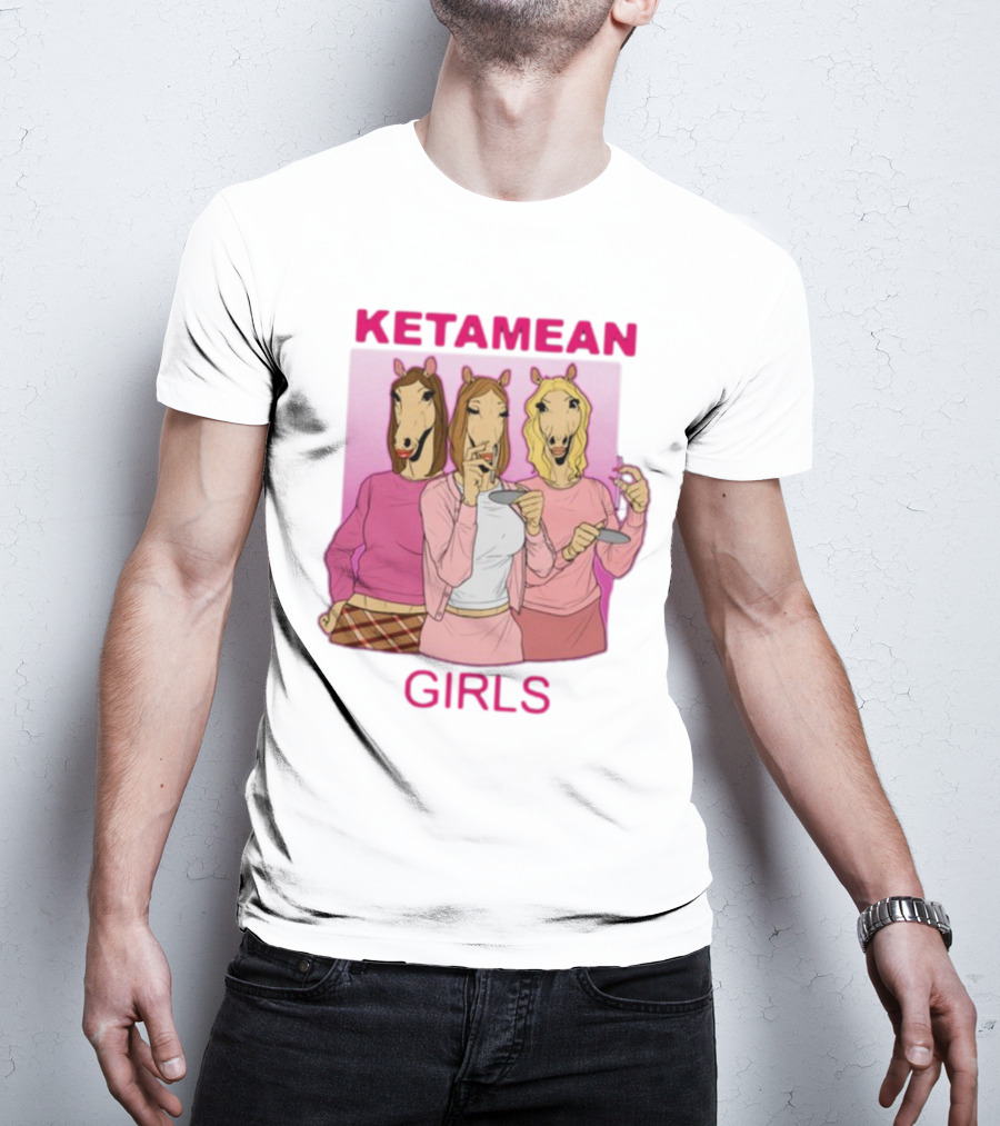 Ketamean Girls Horse Head Trio In Pink Outfits T-Shirt