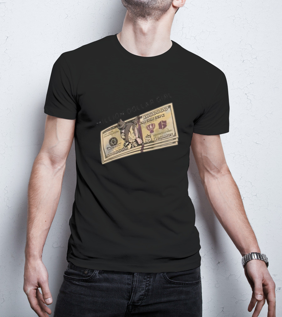 Million Dollar Girl Cartoon Stack Of Cash Capitalism Vulture Currency T-Shirt