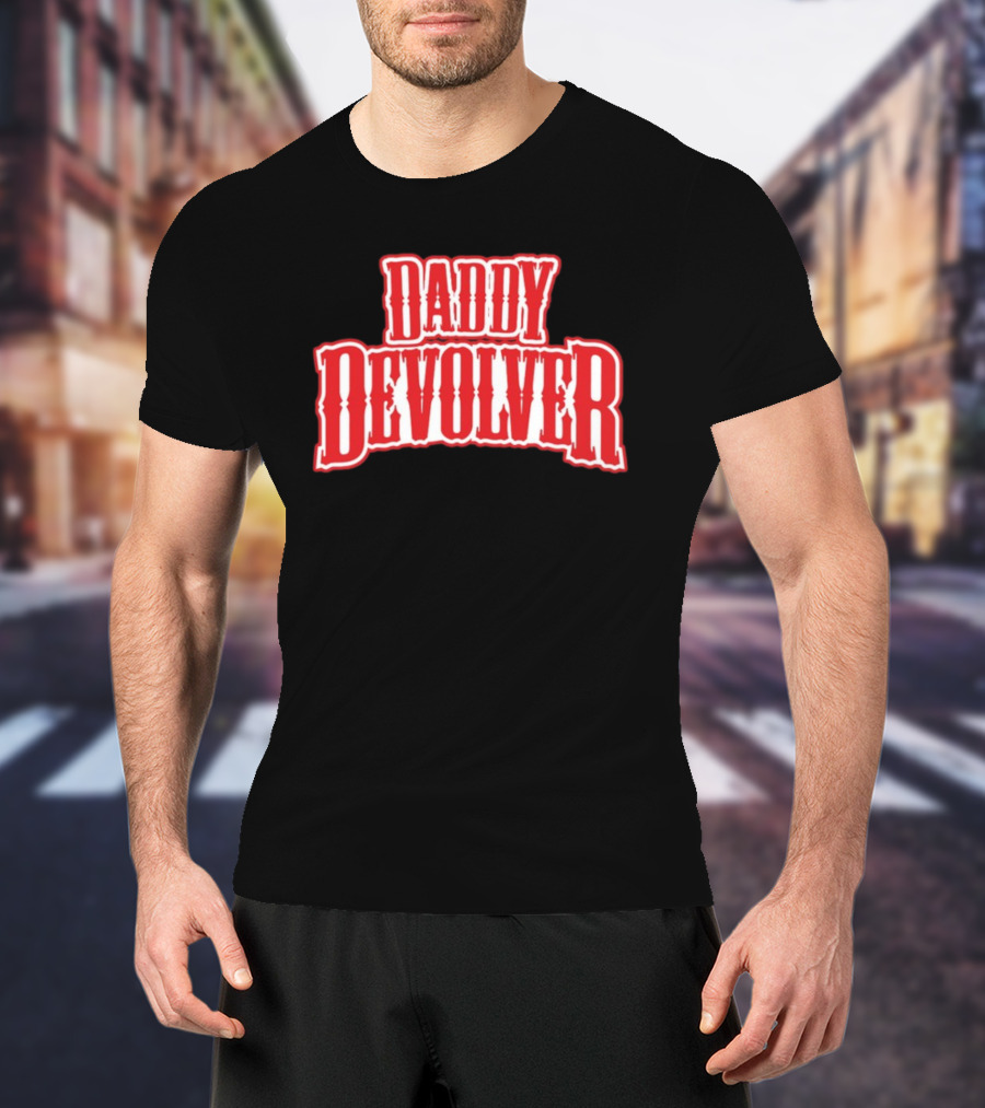 Daddy Devolver Red Western Typography T-Shirt