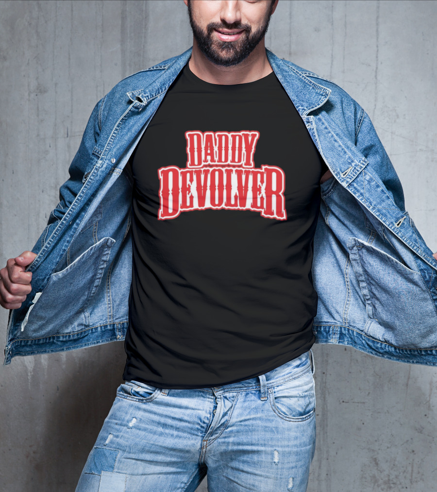 Daddy Devolver Red Western Typography T-Shirt