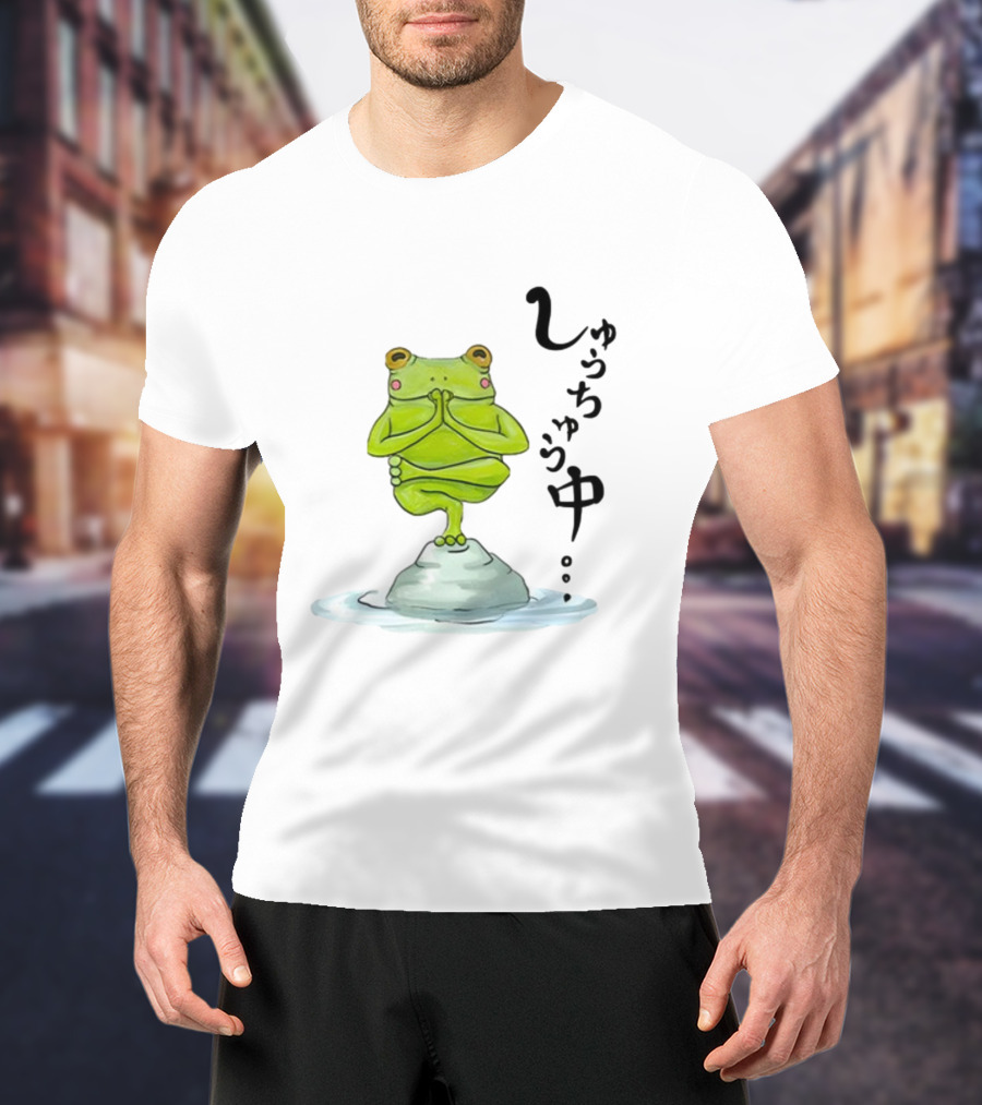 Umi Frog Zen Meditation Pose On Stone With Japanese Hiragana Text T-Shirt