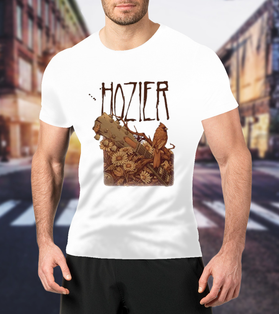 Hozier Jacksonville May 7 Show Guitar And Floral Bird T-Shirt