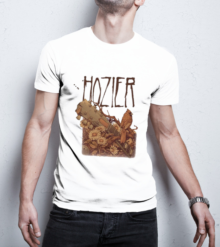 Hozier Jacksonville May 7 Show Guitar And Floral Bird T-Shirt