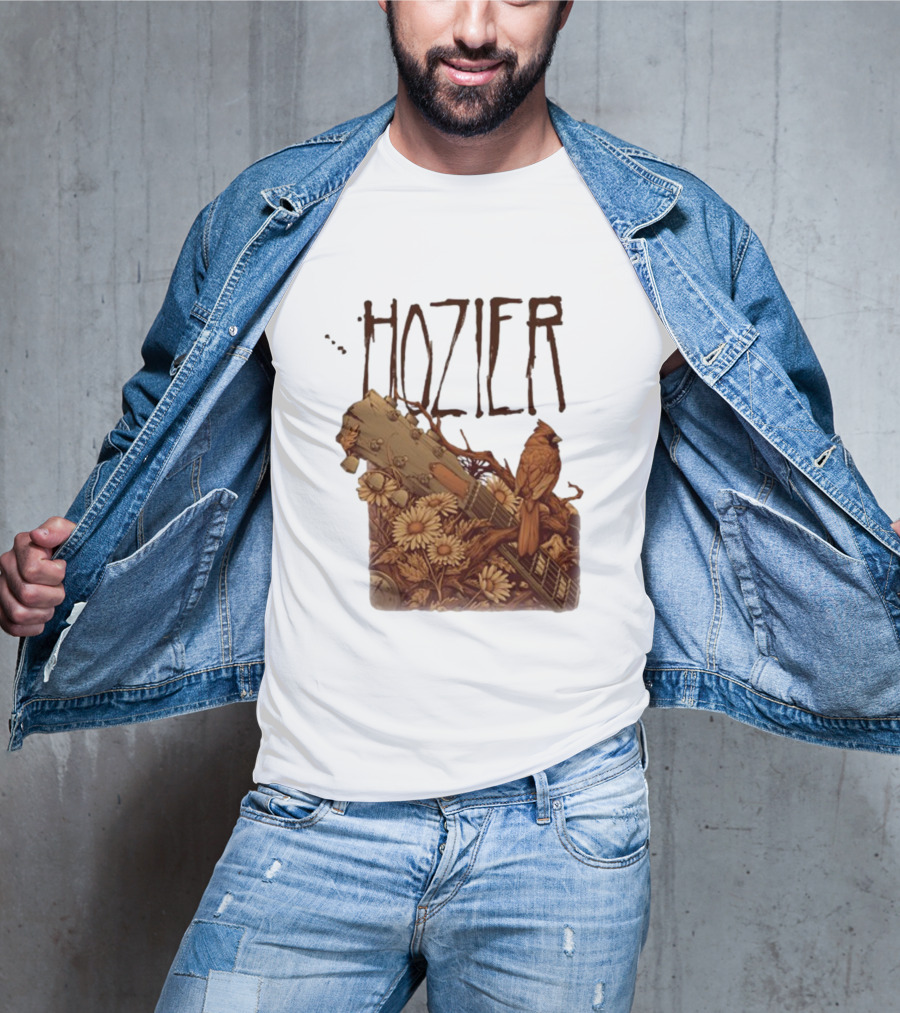 Hozier Jacksonville May 7 Show Guitar And Floral Bird T-Shirt