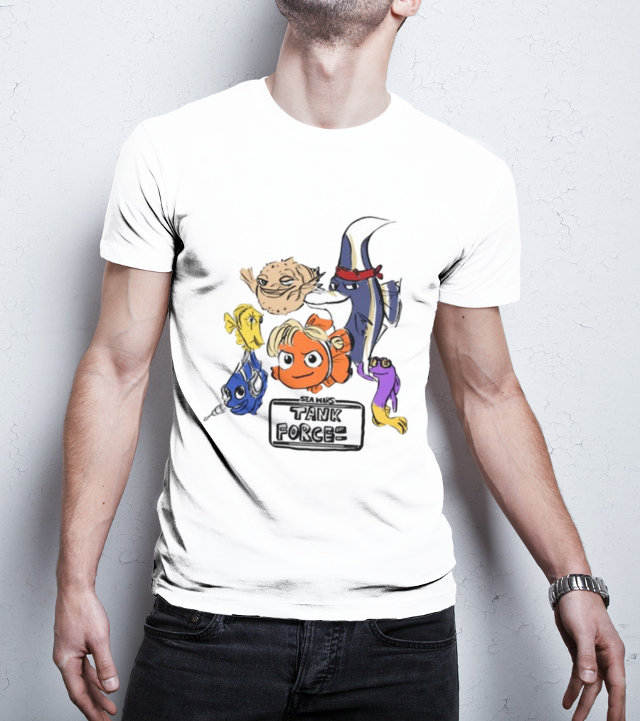 Sea Wars Tank Force Cartoon Fish Characters T-Shirt