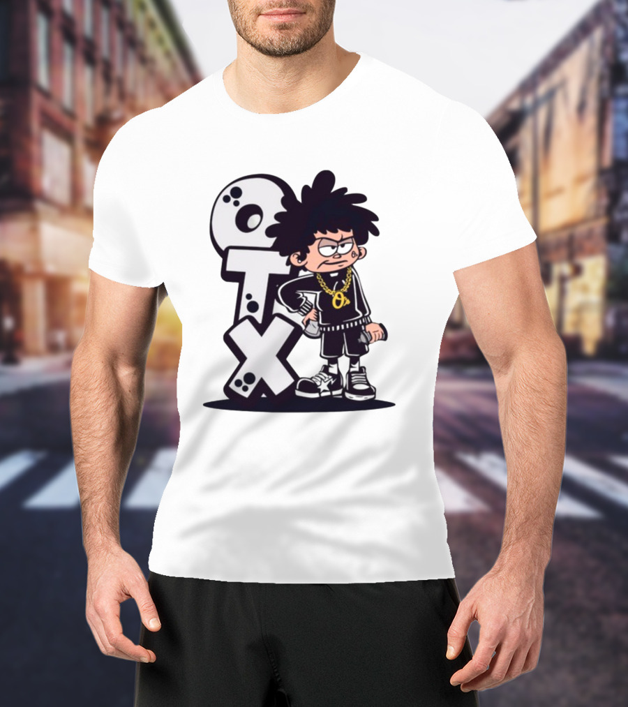 OTX Only Tha Xlcusive Cartoon Character With Chain T-Shirt