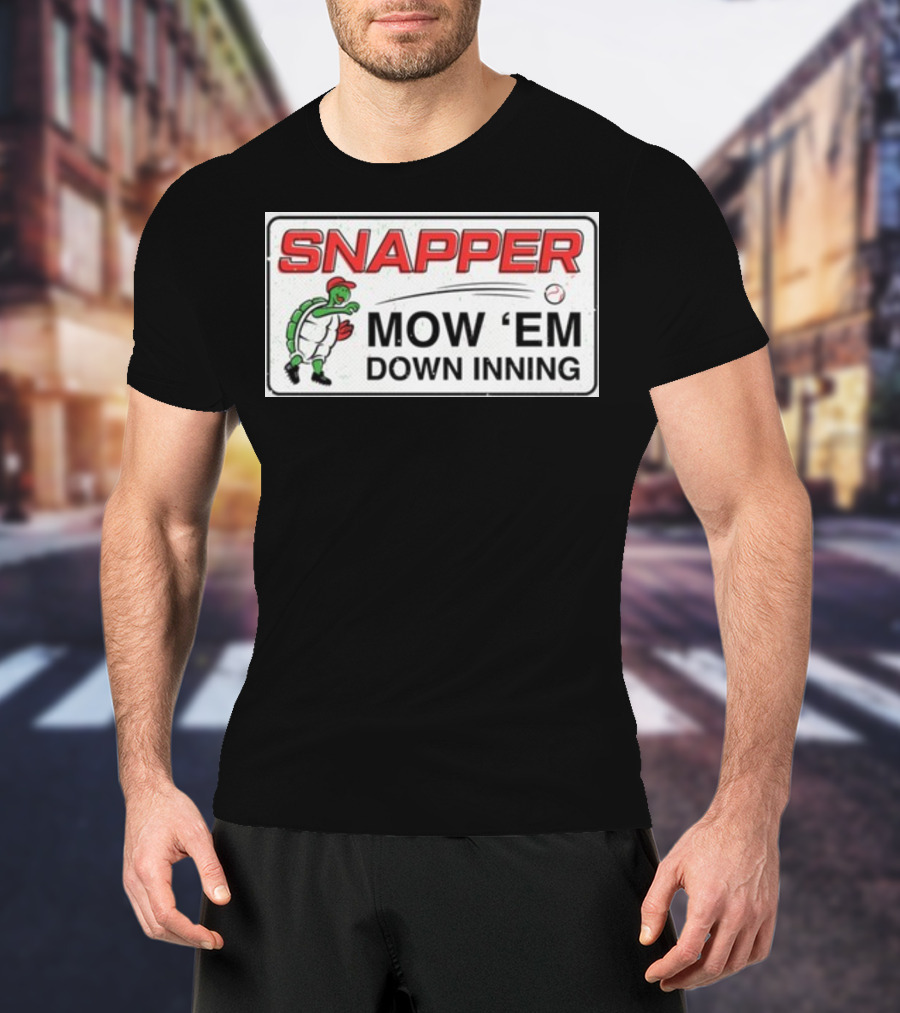 Snapper Mow 'Em Down Inning Baseball Turtle T-Shirt