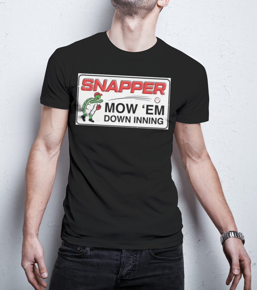 Snapper Mow 'Em Down Inning Baseball Turtle T-Shirt