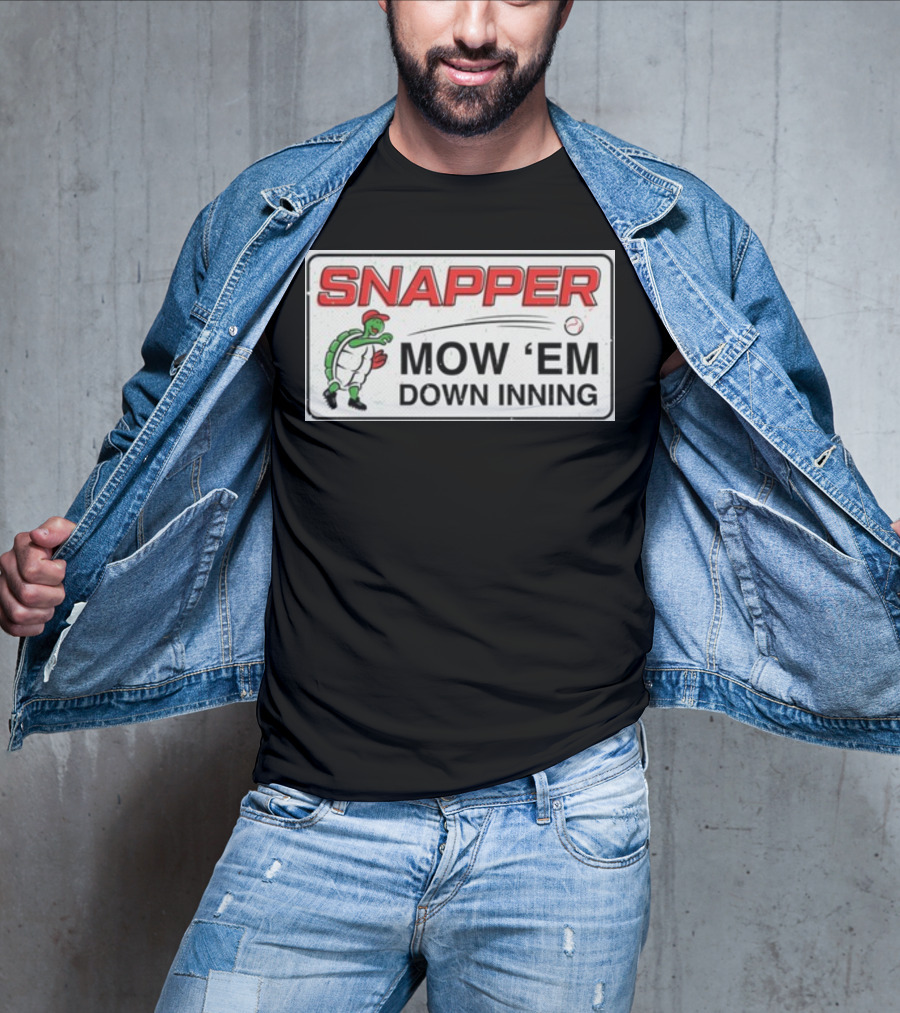 Snapper Mow 'Em Down Inning Baseball Turtle T-Shirt