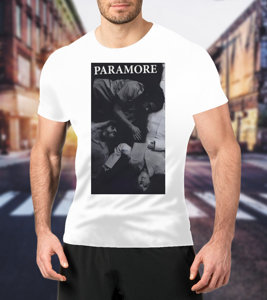 Paramore Black And White Band Photo Trio Lying Down T-Shirt