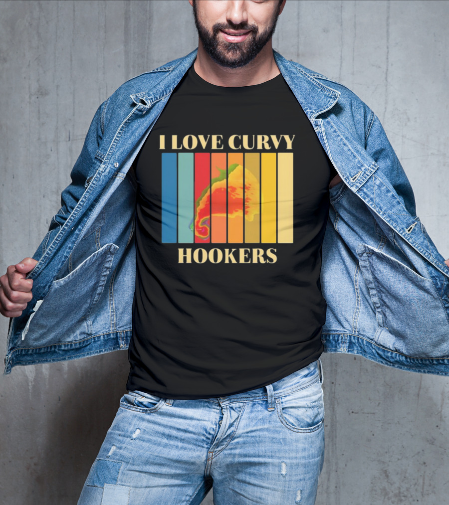 I Love Curvy Hookers Multicolored Abstract Stripes T-Shirt