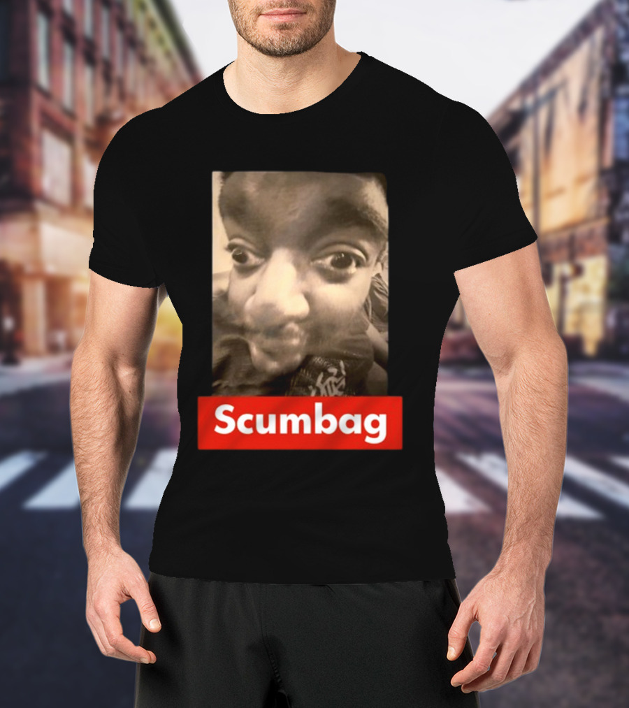 Scumbag Distorted Face Black And White Photo T-Shirt
