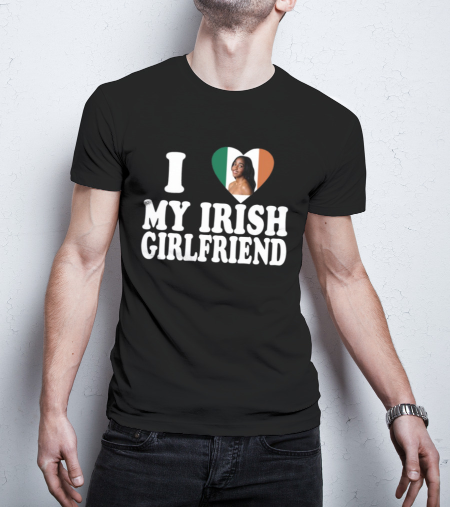 Luketaylorr I Love My Irish Girlfriend Irish Flag Heart Ayo Edebiri T-Shirt
