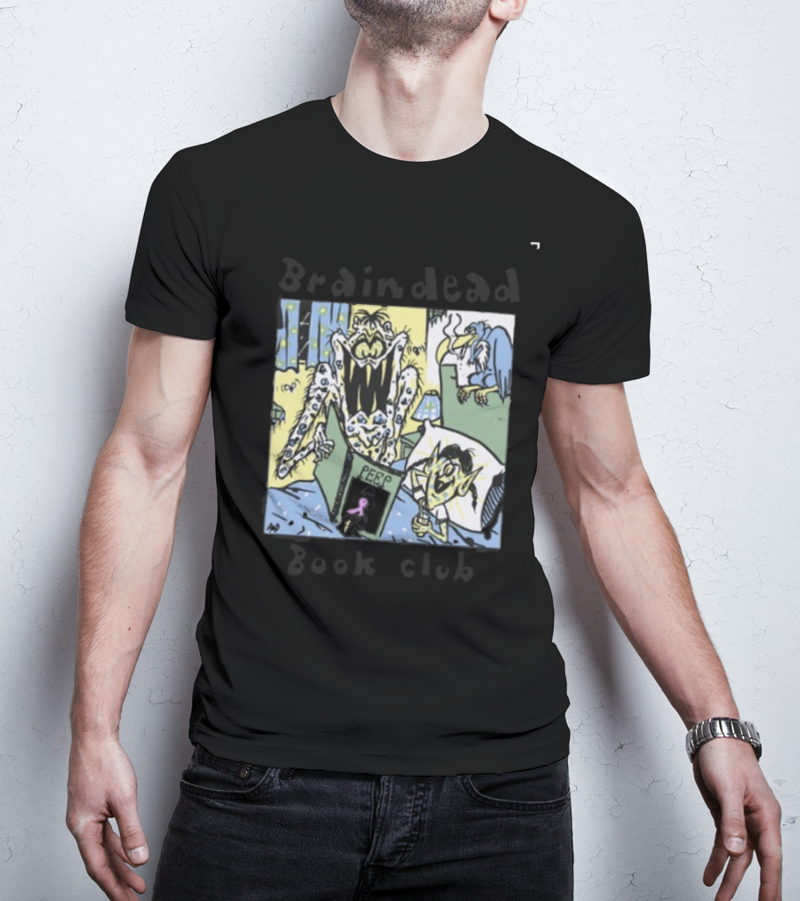 Wearebraindead Brain Dead Book Club Monster Peep Comic Panel T-Shirt