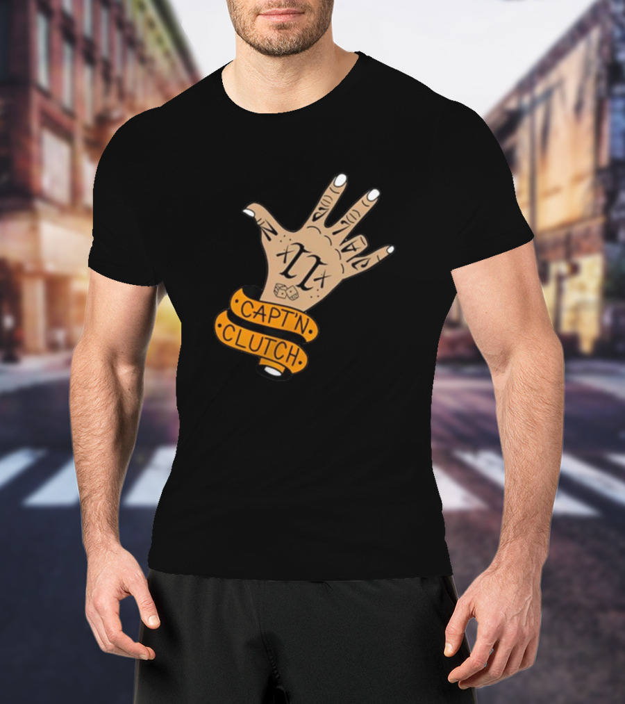 My Business Man Capt'n Clutch Hand Tattoo Numerals Banner T-Shirt