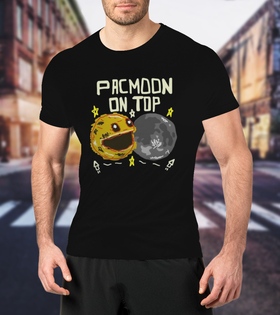 Pacmoon On Top Pacman And Moon With Stars And Arrows T-Shirt