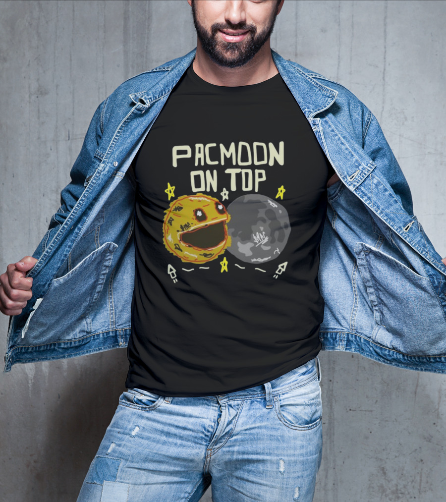 Pacmoon On Top Pacman And Moon With Stars And Arrows T-Shirt
