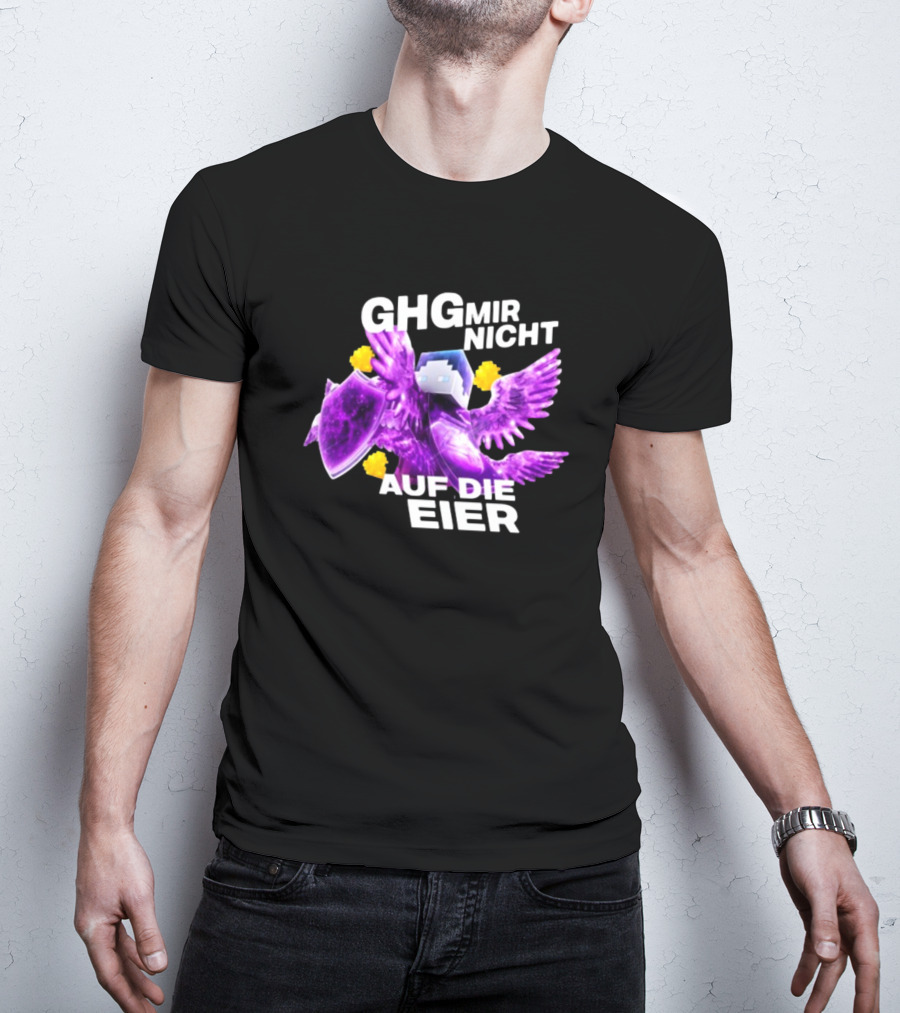 GHG Mir Nicht Auf Die Eier Minecraft Bird Shield Purple T-Shirt