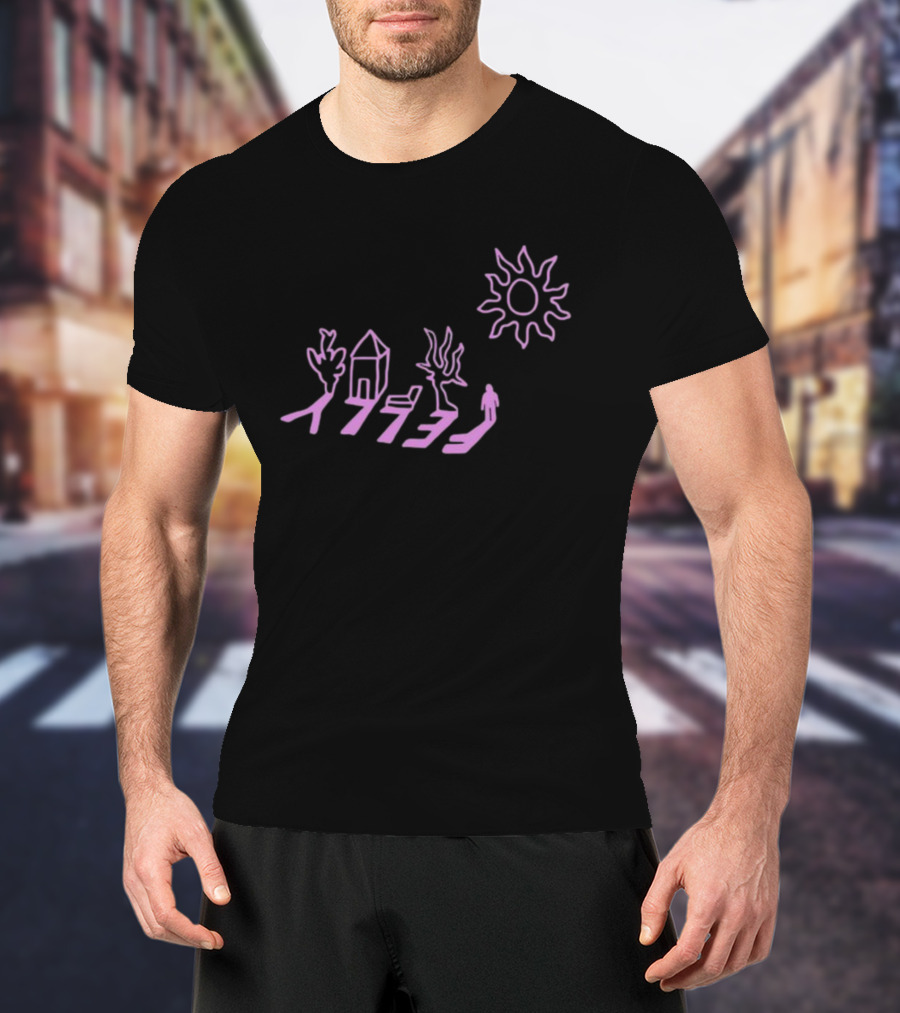Felly Shadow Tree House Person Sun Pink T-Shirt