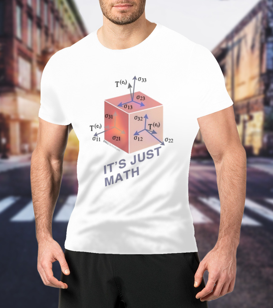 Jeff Clarke Wearing It's Just Math Physics Cube Tensor Notation T-Shirt