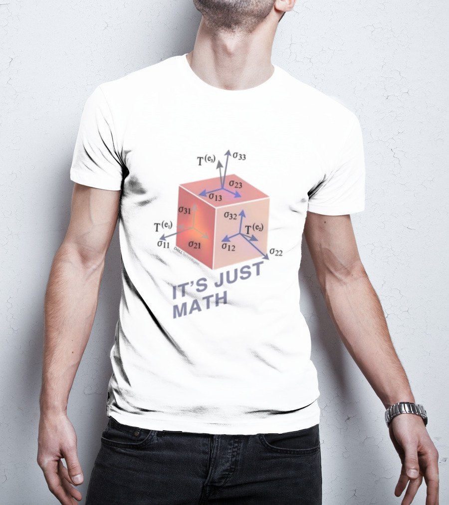 Jeff Clarke Wearing It's Just Math Physics Cube Tensor Notation T-Shirt