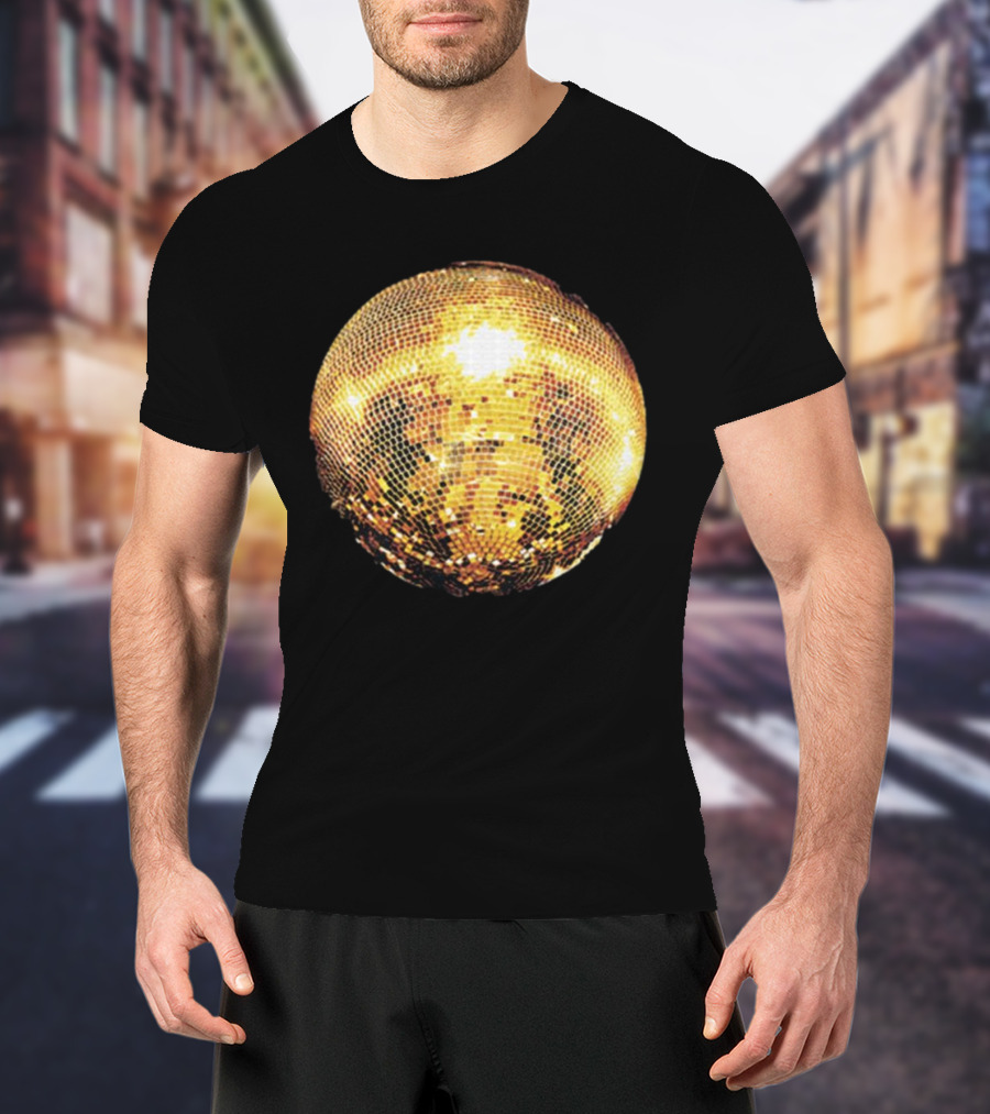 Gold Disco Ball Vintage 90s Shine Reflective Party T-Shirt