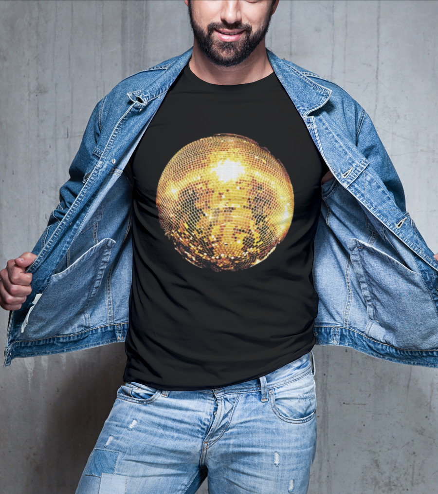 Gold Disco Ball Vintage 90s Shine Reflective Party T-Shirt
