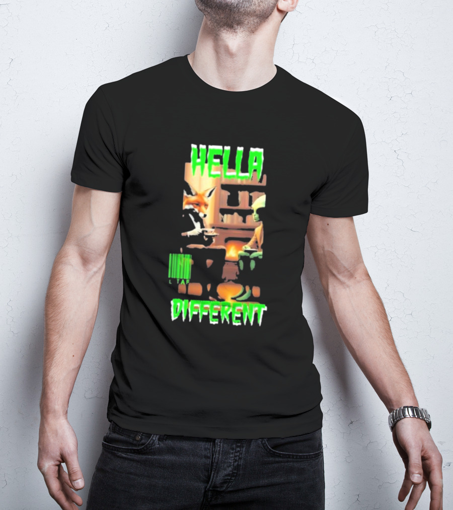 Hella Different Fox And Alien Enjoying A Spot Of Tea T-Shirt