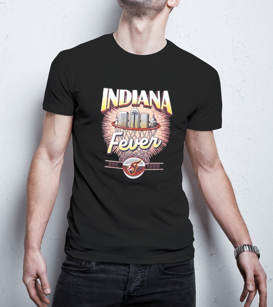 Indiana Fever Basketball City Established 1999 Skyline Hoops T-Shirt