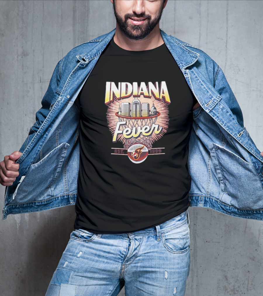 Indiana Fever Basketball City Established 1999 Skyline Hoops T-Shirt