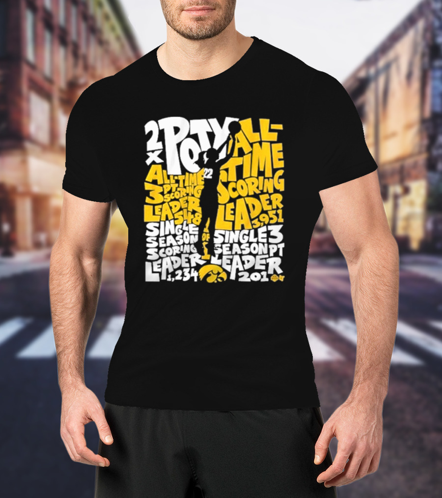 Caitlin Clark 2x POY All-Time Scoring Leader Iowa Single Season 3 Pt Leader T-Shirt