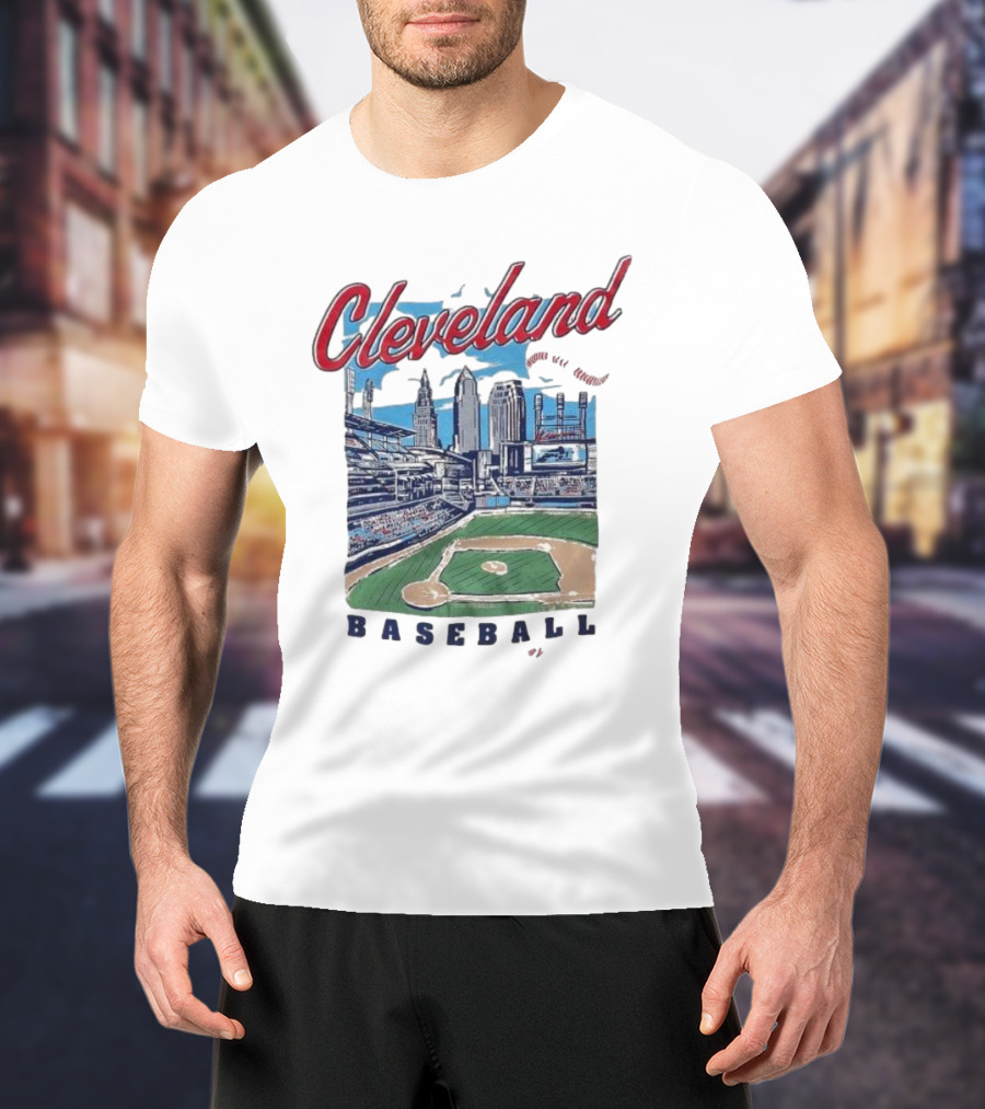 Cleveland Baseball Skyline Stadium Scene T-Shirt