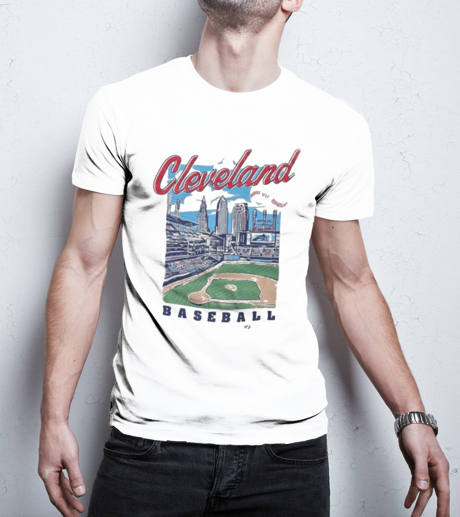 Cleveland Baseball Skyline Stadium Scene T-Shirt