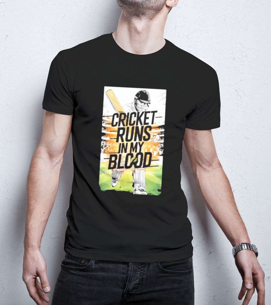 Cricket Runs In My Blood Batting Passion T-Shirt