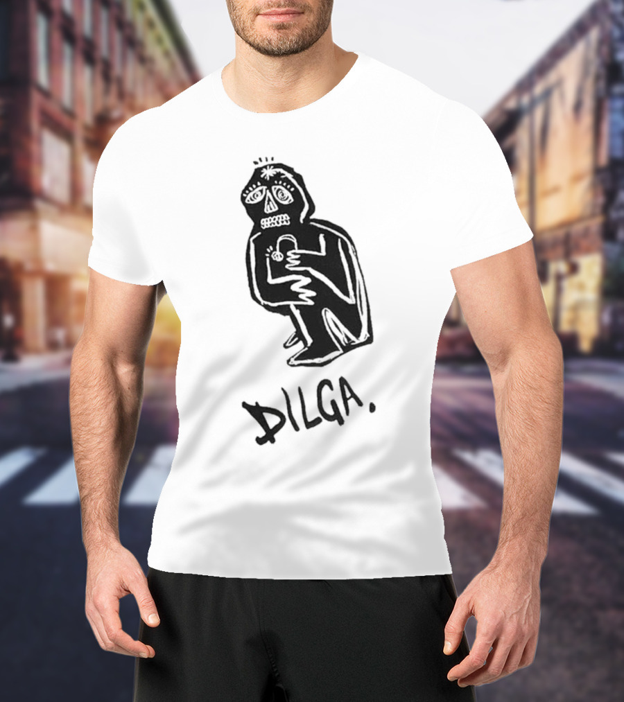 DILGA Boxy Character Holding Lock T-Shirt