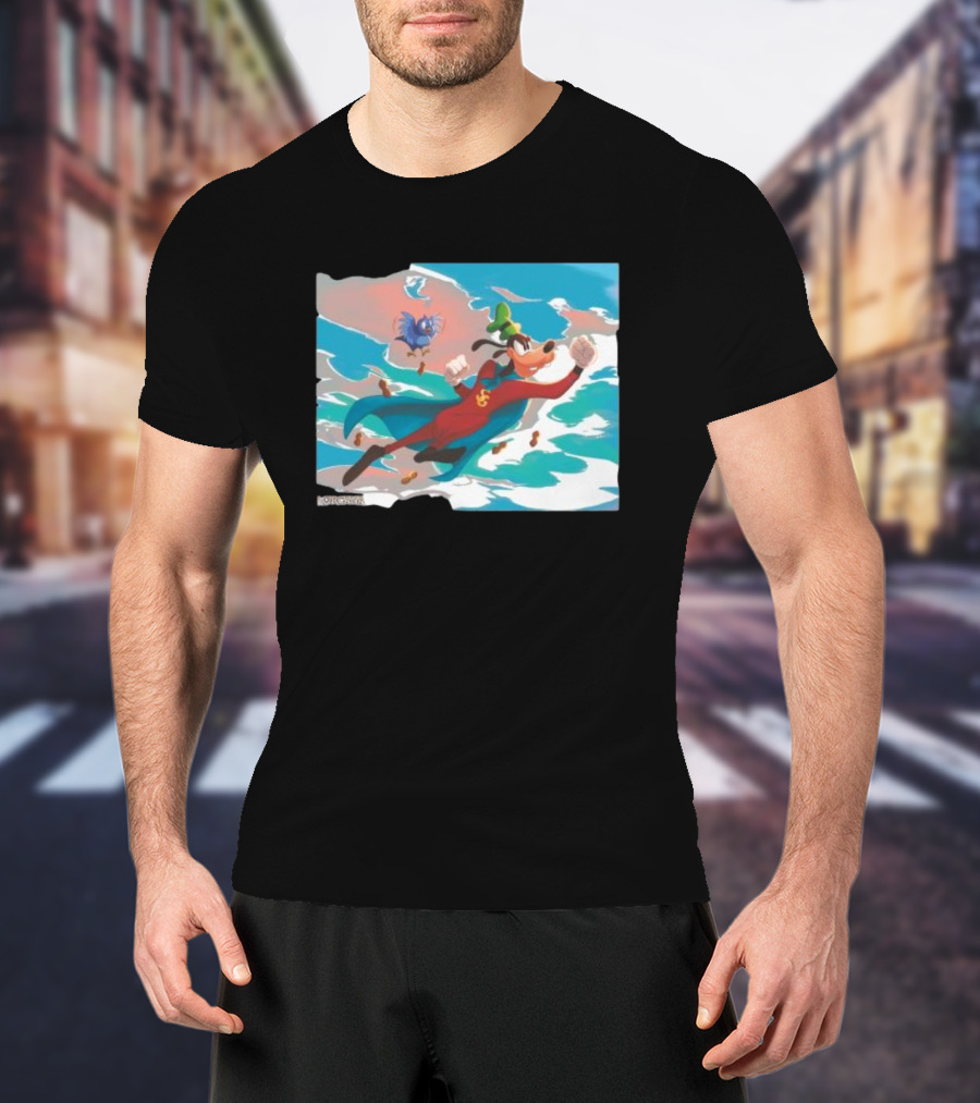 Disney Lorcana Super Goof Flying Hero Dog Adventure With Blue Bird Companion T-Shirt