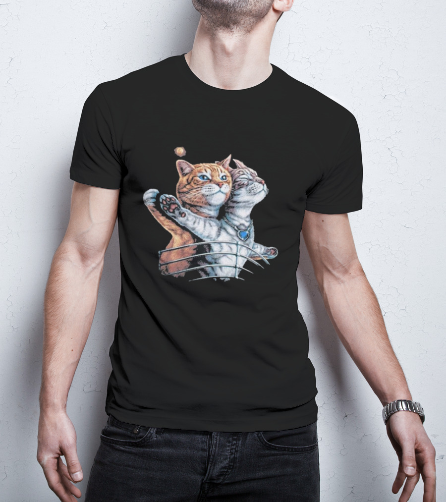 Titanic Cats Jack And Rose Paws On Ship's Bow T-Shirt